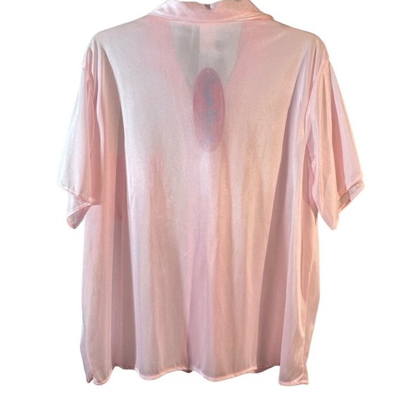 New Womens Private Moments Pink Pajama Set Size 1XL Plus Size Nylon Button Front - Picture 3 of 8